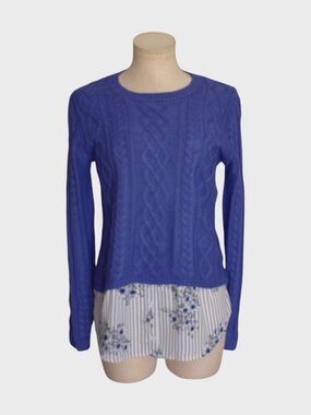 Monteau Cable Knit Layered Hem Sweater